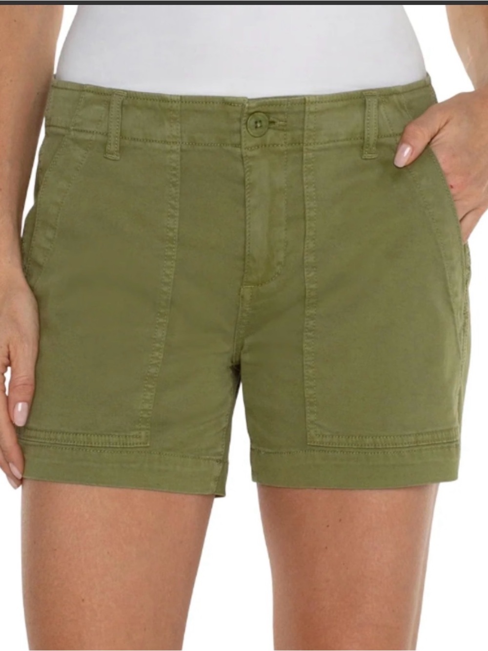 Liverpool Utility Shorts Eucalyptus Green Mid Rise Size 16 NWT
